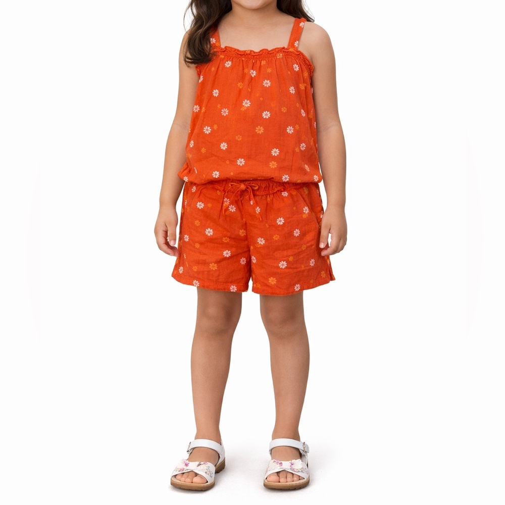 Old Navy Girls Floral Linen Blend 2 Piece Set Size 8